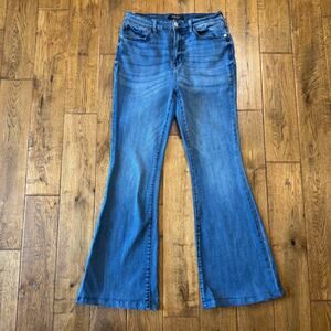 Judy Blue Flare Fit Jeans Womens 11/30 Med Wash Denim Stretch High Rise